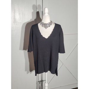 LANE BRYANT BLOUSE COLOR BLACK 3/4 SLEEVE SUPER STRETCH SIZE 26/28(3X)